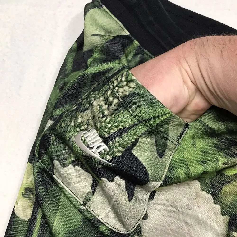 NIKE JDI Alumni Short Men M 32 Green Camo Terry Drawstring Stretch